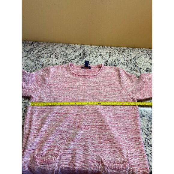 Chaps Womens Pink Marled Sweater Large Front Pockets Ribbed Trim Long Sleeve - Picture 7 of 9
